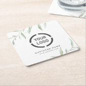 Minimale rustieke groen branded business logo kartonnen onderzetters (Schuin)