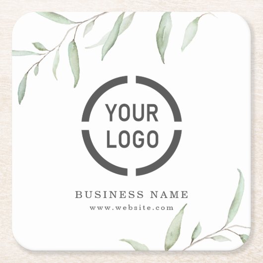 Minimale rustieke groen branded business logo kartonnen onderzetters (Voorkant)