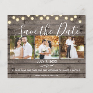 Minimale Rustieke Hout & Lichten Foto Save the Dat