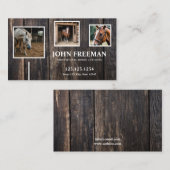 Minimale rustieke houten paard foto ruiter visitekaartje (Voorkant / Achterkant)