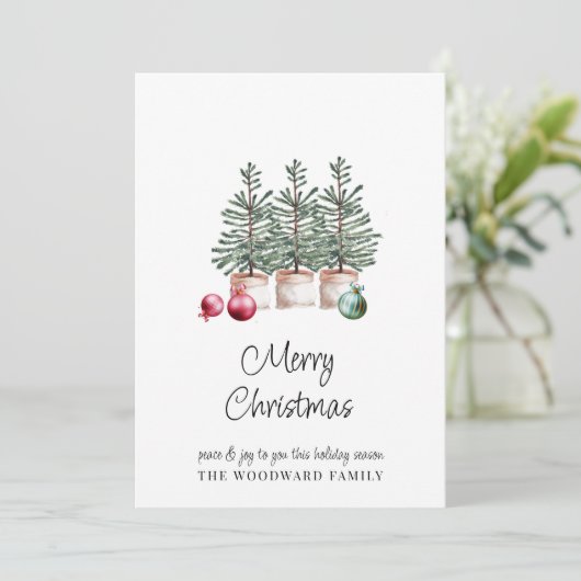 Minimale rustieke kerstbomen vakantie Kaart (Staand voorkant)