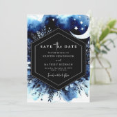 Minimale rustieke maanverlichte bruiloft save the date (Staand voorkant)