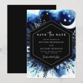 Minimale rustieke maanverlichte bruiloft save the date (Voorkant / Achterkant)