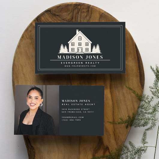 Minimale rustieke makelaar huis foto visitekaartje