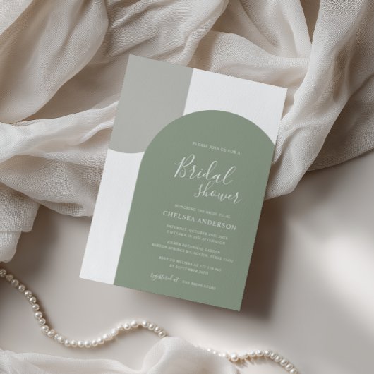 Minimale Rustieke Saliegroene Boog Boho Bruidsborr Kaart