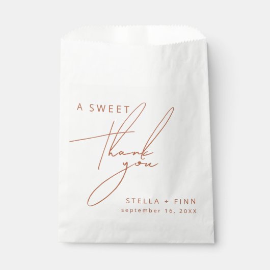 Minimale rustieke Terracotta Sweet Dank u bruiloft Bedankzakje (Voorkant)