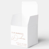 Minimale rustieke terracotta welkom bruiloft bedankdoosjes (Geopend)