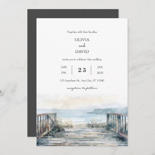 Minimale rustieke zee balkon Uitzicht strand bruil Kaart (Voorkant / Achterkant)