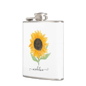 Minimale Rustieke Zonnebloem Gepersonaliseerde Naa Heupfles (Links)