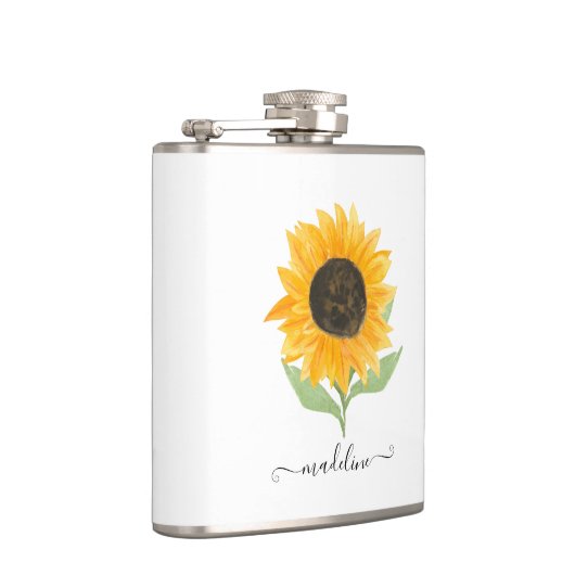 Minimale Rustieke Zonnebloem Gepersonaliseerde Naa Heupfles (Rechts)