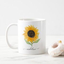 Minimale Rustieke Zonnebloem Gepersonaliseerde Naa Koffiemok
