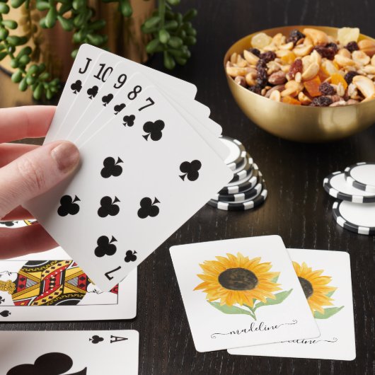 Minimale Rustieke Zonnebloem Gepersonaliseerde Naa Pokerkaarten (Insitu)