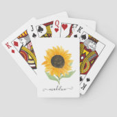 Minimale Rustieke Zonnebloem Gepersonaliseerde Naa Pokerkaarten (Achterkant)