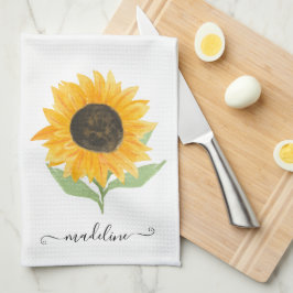 Minimale Rustieke Zonnebloem Persoonlijke Naam Scr Theedoek