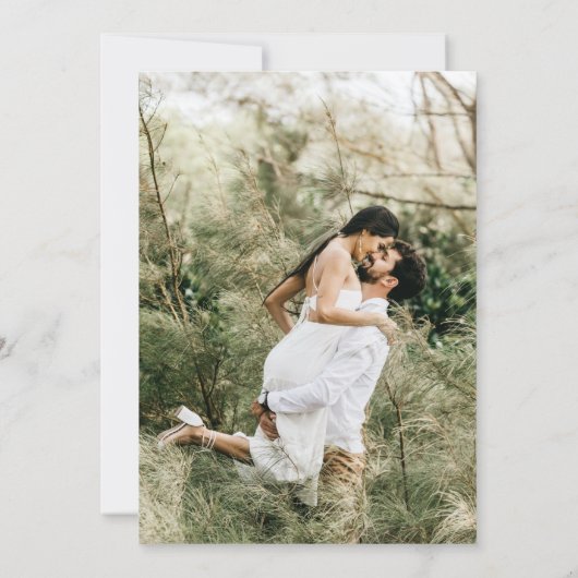 Minimale Rustige QR-codefoto voor script Save The Date (Achterkant)