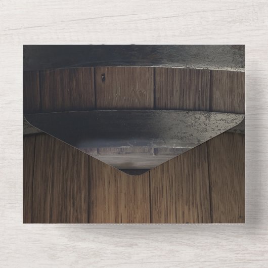 Minimale Rustische landelijke Barrel-bruiloft All In One Uitnodiging (Achterkant)