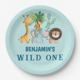 Minimale Safari Wild One verjaardagsfeestje Papieren Bordje