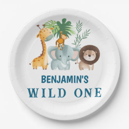 Minimale Safari Wild One verjaardagsfeestje Papieren Bordje