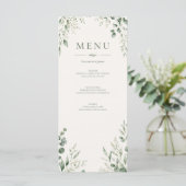 Minimale Sage Botanische Trouwmenu Aangepaste Deta Menu (Staand voorkant)