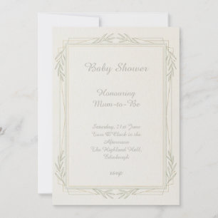 Minimale Sage Goud Baby Shower Uitnodiging