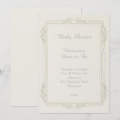 Minimale Sage Goud Baby Shower Uitnodiging (Voorkant / Achterkant)