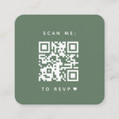 Minimale Sage Green Arch Photo Qr-code RSVP Chic Informatiekaartje (Voorkant)
