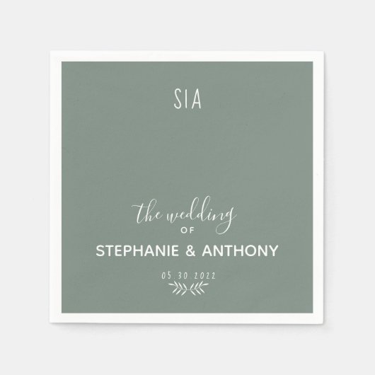Minimale Sage Green Branch Calligraphy Wedding Servet (Voorkant)