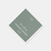 Minimale Sage Green Branch Calligraphy Wedding Servet (Hoek)