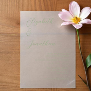 Minimale Sage Green Engagement Party Vellum Uitnodigingen
