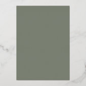 Minimale Sage Green Handwrited Wedding Gold Folie Uitnodiging (Achterkant)