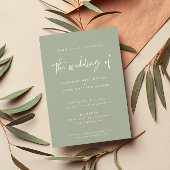 Minimale Sage Green Handwrited Wedding Kaart