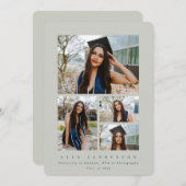 Minimale Sage Green Lijst 4 Foto Afstuderen Aankondiging (Voorkant / Achterkant)