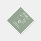 Minimale Sage Green met hart Hallo Baby Servet (Hoek)
