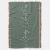 Minimale Sage Green Modern Script Merry Kerstmis Deken (Voorkant Verticaal)