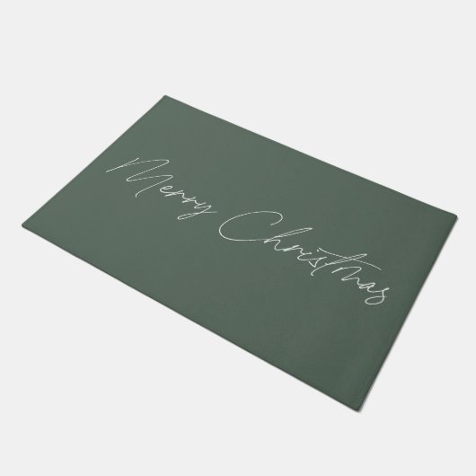 Minimale Sage Green Modern Script Merry Kerstmis Deurmat (Schuin)