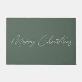 Minimale Sage Green Modern Script Merry Kerstmis Deurmat (Voorkant)