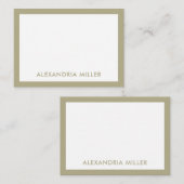 Minimale Sage Green Monogram Naam Notitiekaartje (Voorkant / Achterkant)