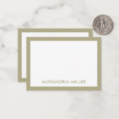 Minimale Sage Green Monogram Naam Notitiekaartje (Voorkant / Achterkant in situ)