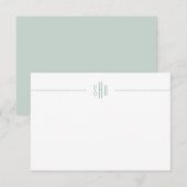 Minimale Sage Green Monogram Note Card Stationery Notitiekaartje (Voorkant / Achterkant)