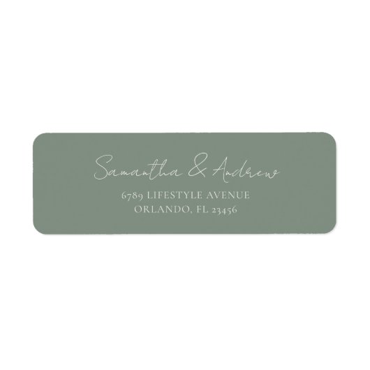 Minimale Sage Green Retour Adres Trouwen Etiket (Voorkant)