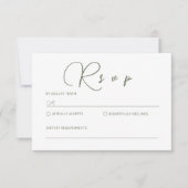 Minimale Sage Green RSVP-kaart Notitiekaartje (Voorkant)