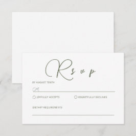 Minimale Sage Green RSVP-kaart Notitiekaartje