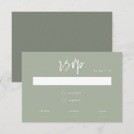 Minimale Sage Green Script Meal Choice Wedding RSVP Kaartje
