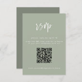 Minimale Sage Green Script Wedding QR Code RSVP Kaartje (Voorkant / Achterkant)