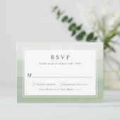 Minimale Sage Green Waterverf Ombre Wedding RSVP Kaartje (Staand voorkant)