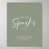 Minimale Sage Green Weddenschap Sparkler Verzenden Poster (Voorkant)