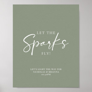 Minimale Sage Green Weddenschap Sparkler Verzenden Poster