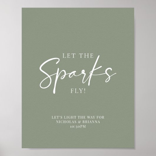 Minimale Sage Green Weddenschap Sparkler Verzenden Poster (Voorkant)