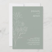 Minimale Sage Green White Wildflower Wedding Kaart (Voorkant)
