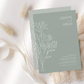 Minimale Sage Green White Wildflower Wedding Kaart